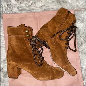 Miu Miu Tan Suede Ankle Boots 37.5